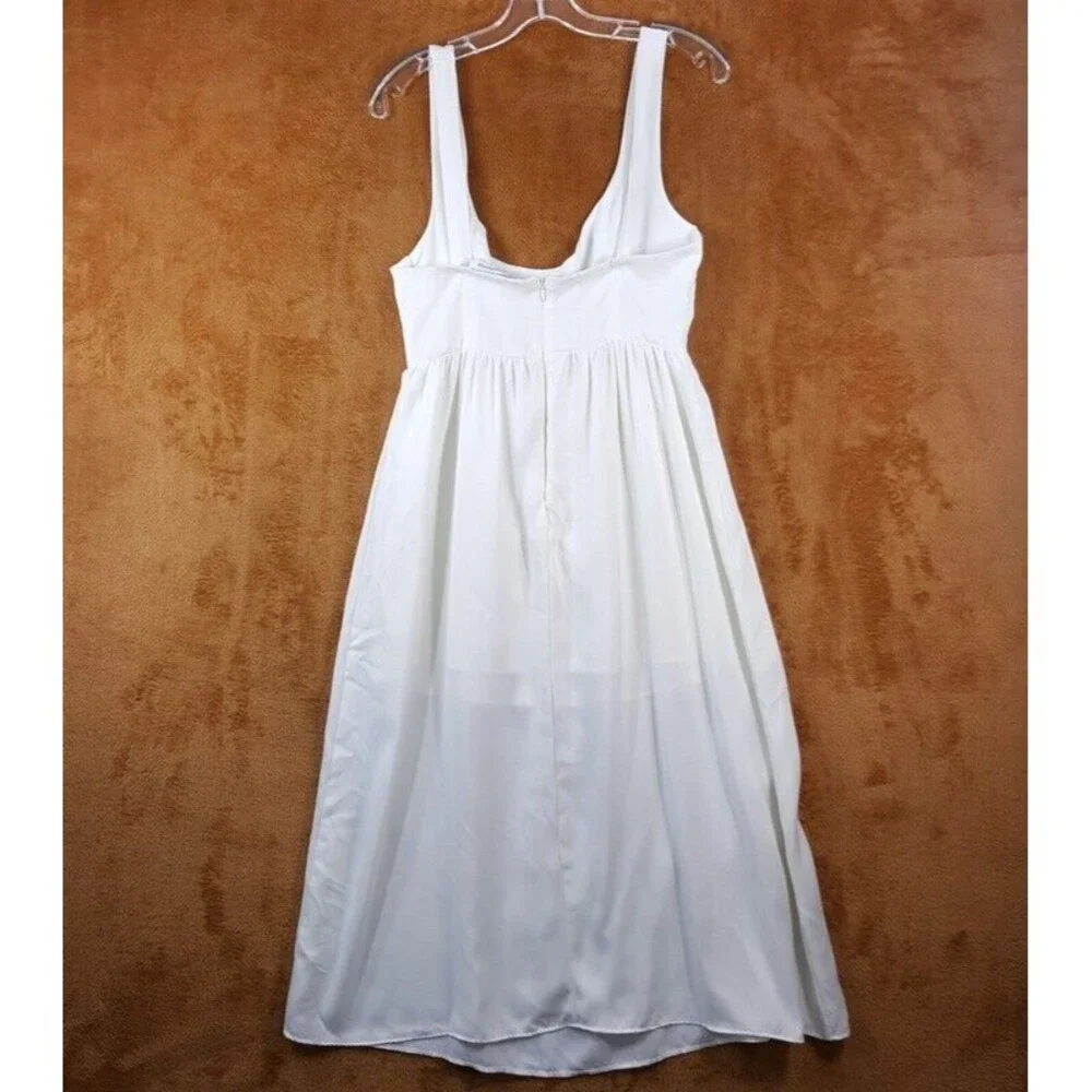 WEWOREWHAT Womens Dress Medium White Midi Charmeuse Corset Empire Minimalist - Picture 4 of 12